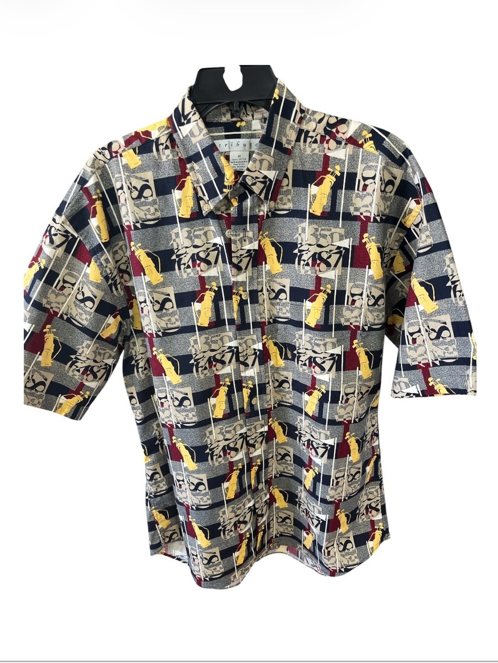Vintage Tribute Men's All Over Golf Print Short Sleeve Button Down Shirt M